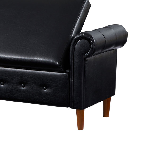 Red Barrel Studio® Potlatch Upholstered/Solid Wood Flip Top Storage